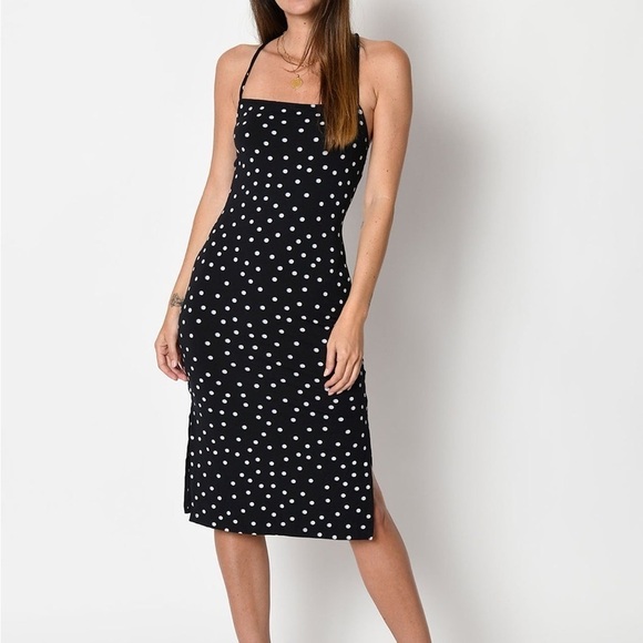 NEW TART COLLECTION Kris Dress Shadow Dot Slinky Stretch Lace Tie Back Large - Picture 1 of 9